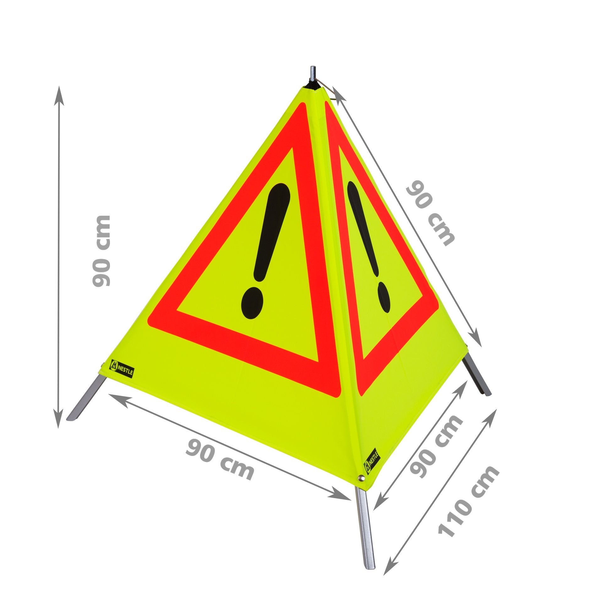 NESTLE Warnpyramide 90 cm, Achtung (VZ101), gelb retroreflektierend, mit Feder NESTLE Warnpyramide 90 cm, Achtung (VZ101), gelb retroreflektierend, mit Feder